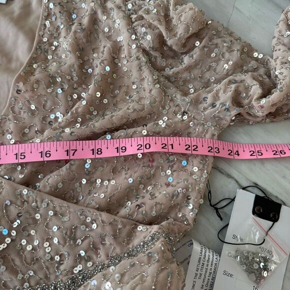 MAC DUGGAL Sequin Dress with Embellished Hemline and Belt size 16 NWT - Picture 5 of 8